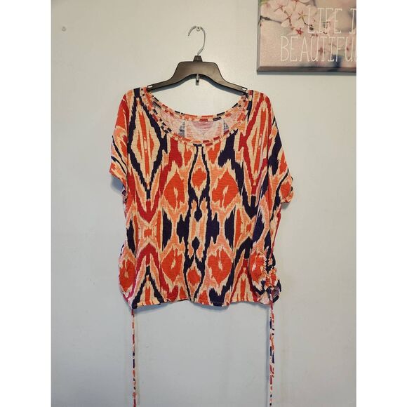 Lane Bryant Cool & Casual Cotton Slub Short Sleeve multicolor top sz 18/20 - Picture 1 of 3